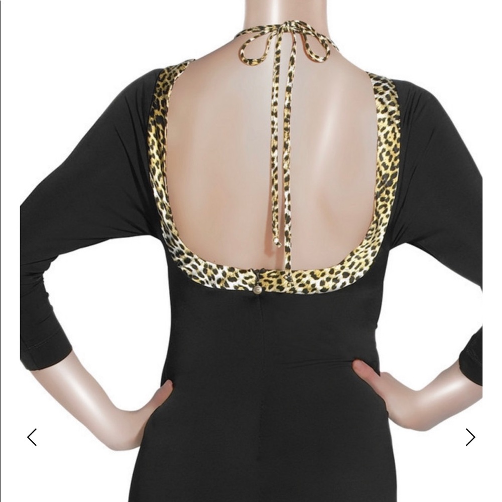 Just Cavalli Backless Cheetah Trim Dress